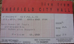 Gary Numan Sheffield Ticket 1990